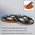 thumbnail image 4 of Skull Set of 6 Microfiber Leather Round Coasters, 11x11 cm/4.3x4.3 Inches, Drink Coasters for Table, Easy to Clean Beverage Coasters, 4 of 6