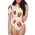 thumbnail image 2 of Goofa Popcorn Printed Women Rash Guard Short Sleeve,Tummy control Swimsuit Surfing Swimsuit Bathing Suit One Piece Swimsuit UPF 50-Large, 2 of 9
