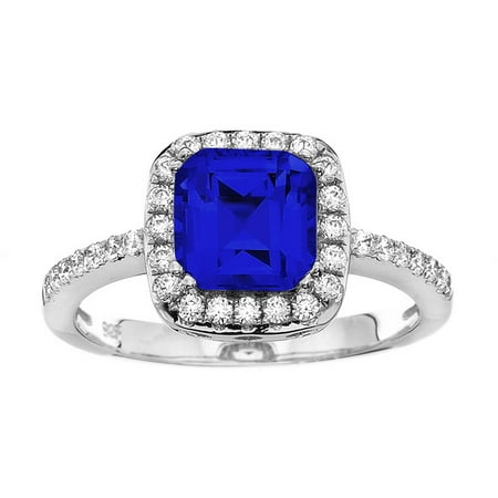 5th & Main Platinum-Plated Sterling Silver Facet-Cut Blue Obsidian Pave CZ Ring