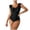 Black, variant on Meichang Solid Color One Piece Swimsuits for Women Ruffle Crew Neck Bathing Suits Slimming Tummy Control Backless Swimwear Summer Beachwear Swim Swimsuits