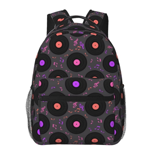 Fotbe Vinyl Records Musical Notes Mochila Casual con Estampado para Escuela, Viajes y Actividades al Aire Libre - Duradera, Ligera y Cómoda