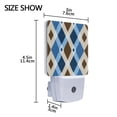 thumbnail image 4 of Brown and Blue Argyle Pattern Plaids LED Night Light Sensor Lamp Plug-in Adjustable Brightness 2 Pack, 4 of 7