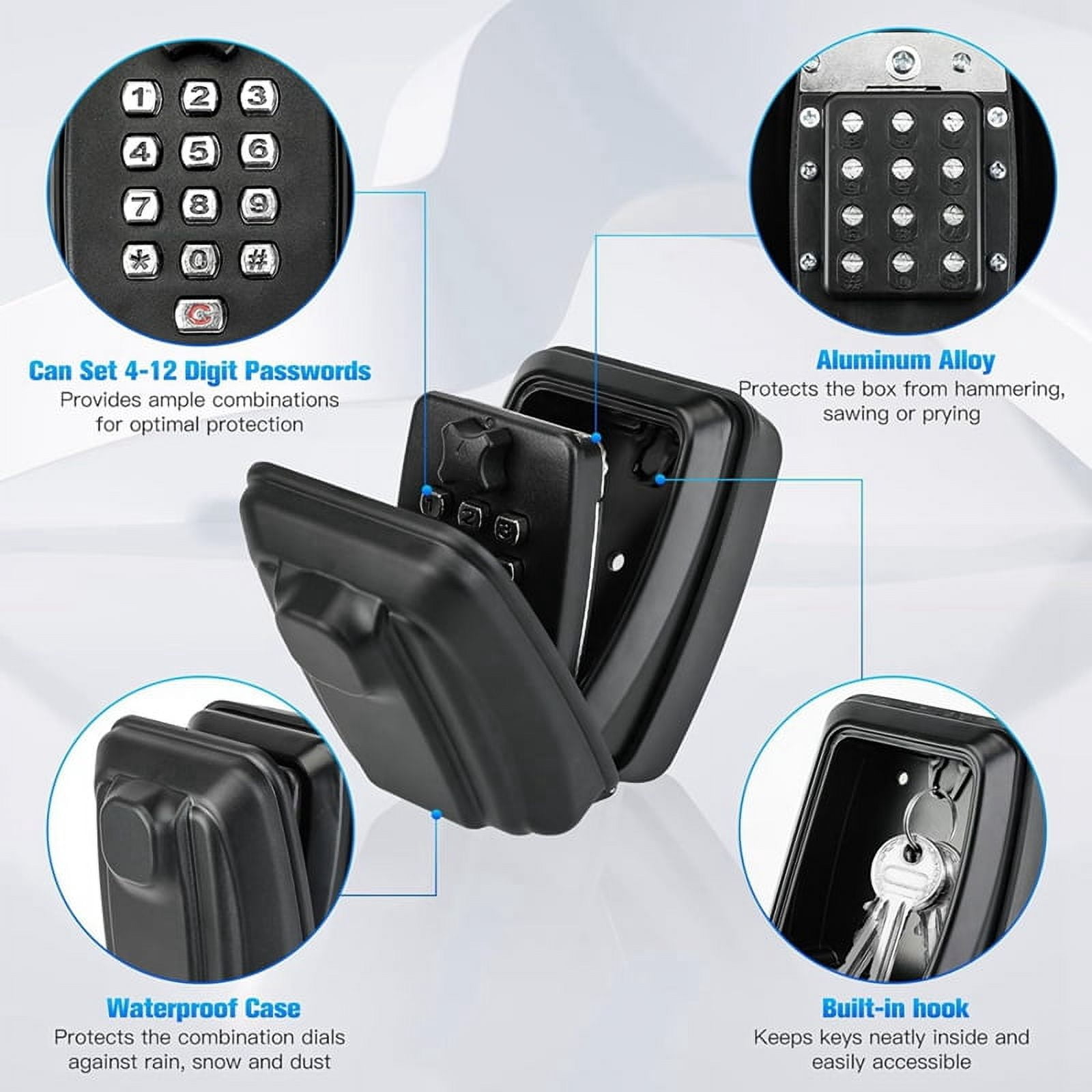 Key Lock Box for Outdoor Use, 12-Position Combination Key Storage Box