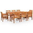 thumbnail image 5 of vidaXL Solid Acacia Wood 7/9 Piece Outdoor Dining Set with Cream/Gray Cushions, 5 of 13