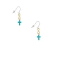 thumbnail image 2 of Delight Jewelry Silvertone Small Teal Crystal Cross Gold Tone Infinity French Earrings, 2 of 4