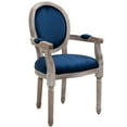 thumbnail image 2 of HOMCOM Vintage Dining Chair with Round Back, Thick Sponge Padded Seat and Section Armrest with Wood Frame, Blue, 2 of 9