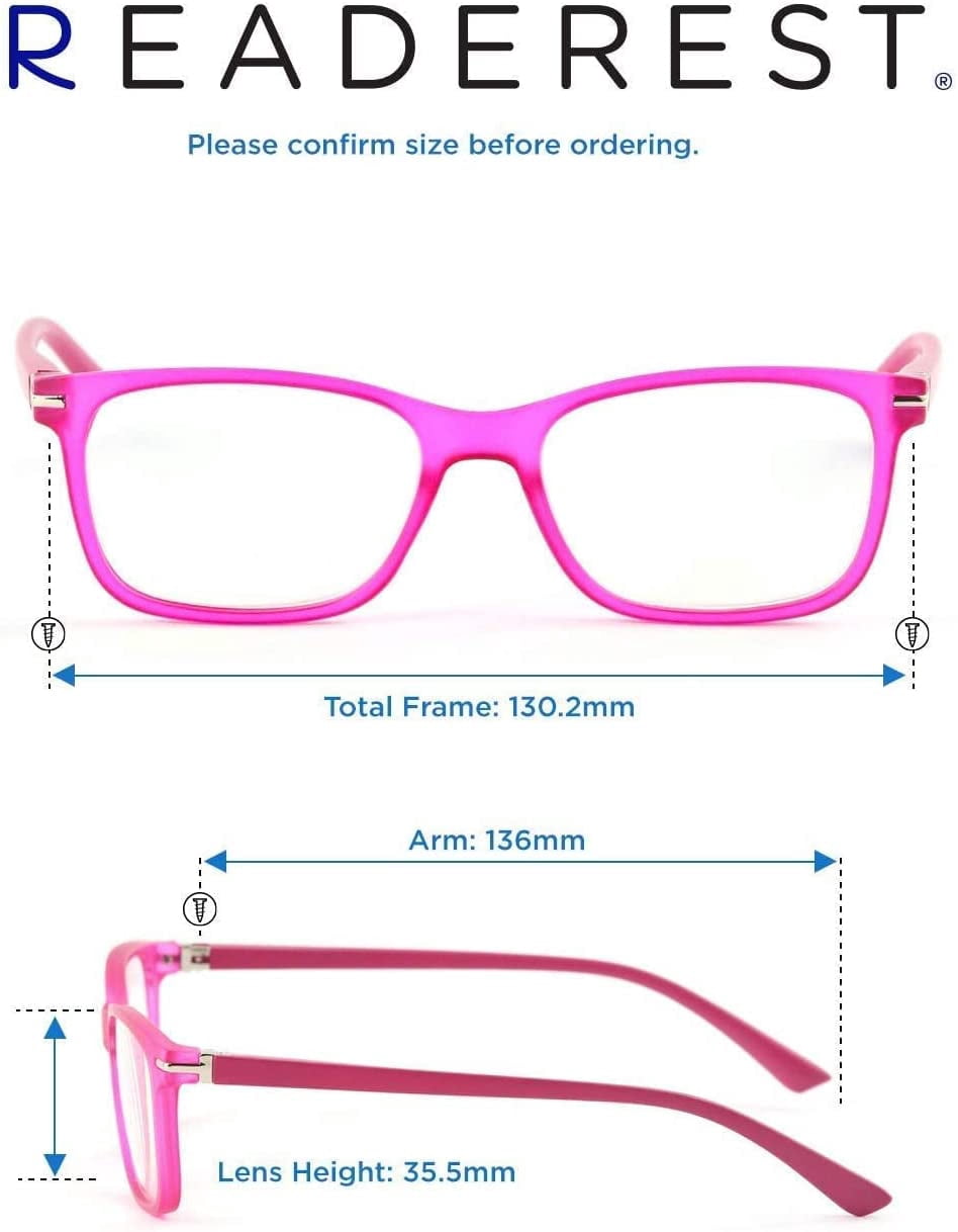 Readerest Blue Light Blocking Reading Glasses Pink 100 Magnification