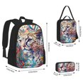 thumbnail image 2 of Honeii Vibrant Leopard In Flowers Print School Backpack Bookbag Set-with Lunch Bag & Pencil Case Elementary School Bag Primary School Backpack With Lunch Bag, 2 of 6