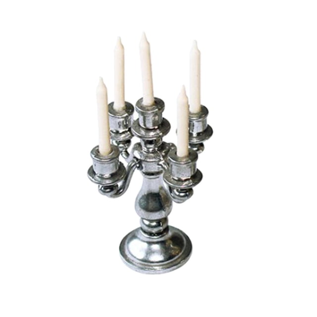 Portavelas de 5 brazos 1:12, muebles en miniatura, decoración de habitación Hugo Candelabros de la casa de muñecas