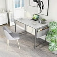 thumbnail image 3 of CubiCubi Computer Desk with Particle Board, Black Metal Frame, White Finish,63", 3 of 7
