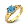 thumbnail image 2 of 925 Sterling Silver Gold Vermeil 6mm Round Swiss Blue Topaz Solitaire Women Valentines Day Gifts Ring, 2 of 4