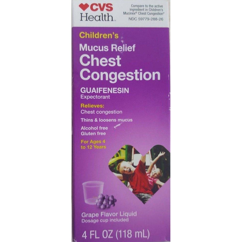 CVS Children's Mucus Relief Chest Congestion Guaifenesin Expectorant4f