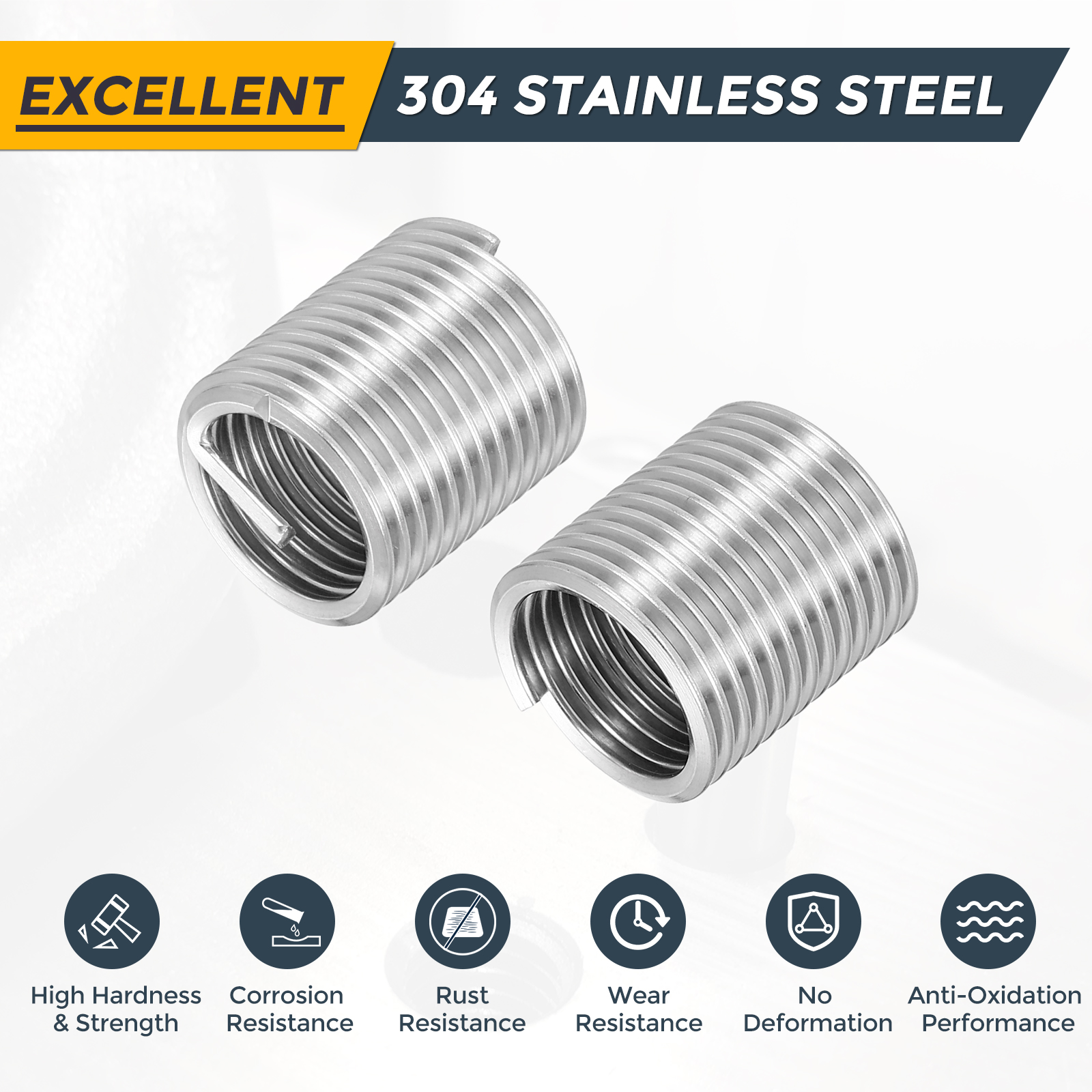Uxcell 20pcs Wire Thread Inserts M16 x 2 x 2D Metric Helical Threaded Sleeve