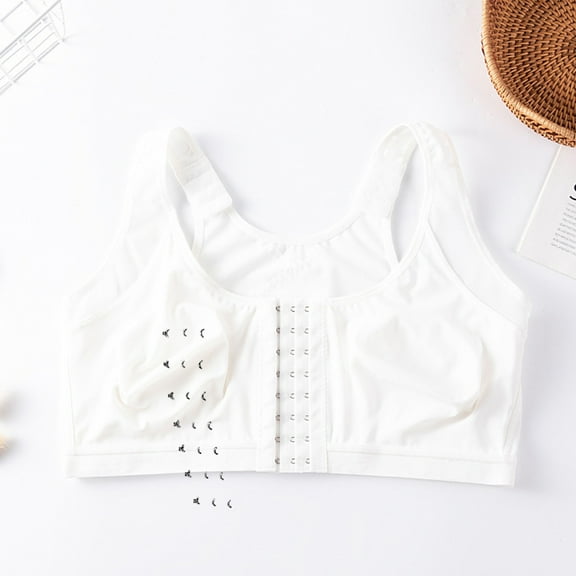 YWDJ Bras for Women Plus Size Closure in Back Comfortable Bras No Underwire Bras Wide Strap Full Coverage Push up Wrap Sleep Bras Padded Plus Size Comfortable Bras Comfy Bras White M