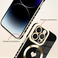 thumbnail image 2 of for iPhone 14 Pro Max Case [Support Magsafe] Love Heart Pattern Magnetic Plating Electroplate Luxury Elegant Case Camera Protector Soft TPU Shockproof Protective Corner Back Cover -Black, 2 of 12