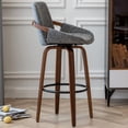 thumbnail image 2 of FOWEOAIU Bar Stools Fabric Upholstered Adjustable Swivel Counter Stool 26"，with Footrest for Bar, Kitchen Island, Bistro, Gray (Set of 2）, 2 of 8