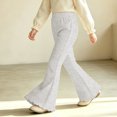 thumbnail image 2 of Xyant Girls Ribbed Knit Flare Leggings Elastic High Waist Bell Bottoms Bootcut Kids Stretchy Spring Fall Uniform Pants,Size 5-6 Years, 2 of 8