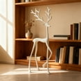 thumbnail image 6 of 7.9in White Metal Deer Tabletop Decoration, Reindeer Statues Imitation Metal Resin Deer Sculpture, Black Finish European-Style Modern Decorative, Christmas Tabletop Ornaments B, 6 of 7