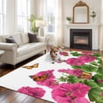 thumbnail image 2 of 6'x9' Area Rugs, Pink Spring Floral Indoor Outdoor Area Rug for Living Room Bedroom, Butterfly Farmhouse Washable Bathroom Rugs Kitchen Floor Carpet Mats Home Decor Aesthetic, 2 of 8