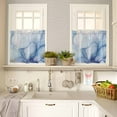 thumbnail image 4 of Blue Gradient Marble Window Curtains Valance Set of 3 Modern Abstract Rod Pocket Small Kitchen Curtain, Soft Window Treatment for Bedroom Party Holiday Decor, 4 of 8