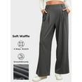 thumbnail image 3 of Eytino Women's Wide Leg Pants Elastic High Waisted Waffle Knit Casual Palazzo Pants Trousers with Pockets Dark Grey 2XL, 3 of 7