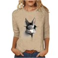 thumbnail image 2 of Xuyuer Ladies' Easter Print Round Neck Three Quarter Sleeve 3/4 Sleeve T-shirt Loose Tops Casual Loose Fit Crewneck T Shirts Tunic Tops, 2 of 5