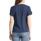 thumbnail image 3 of Blusa de puntos impresa de manga corta con cuello en V para mujeres INSPIRE CHIC, top para el trabajo, color azul marino M, 3 of 7