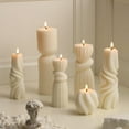 thumbnail image 4 of 6 Pcs Pillar Candles Modern Aesthetic Ribbed Decorative Candle Set Cute Soy Wax Scented Ribbed Decor for Home(White,2.36-6.89 Inch), 4 of 13