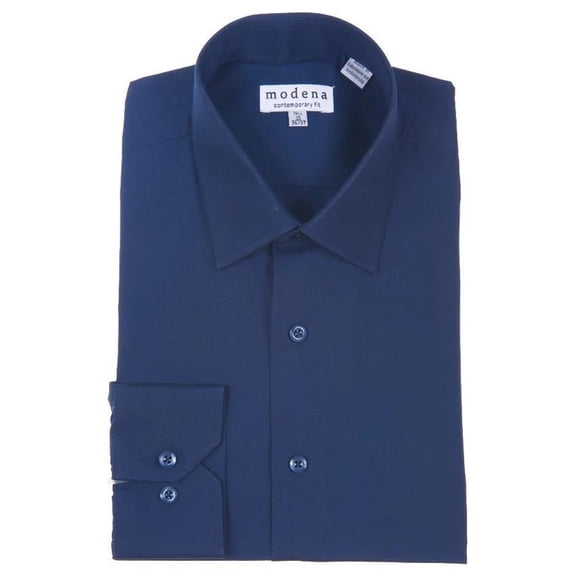 Modena Mens Slim Fit Long Sleeve Solid Dress Shirt Colors