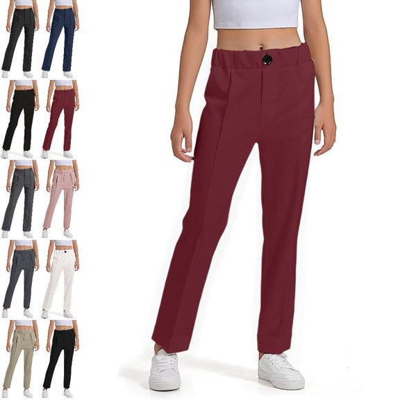 UJNDER Boys Dress Trousers for School Formal Flat Front Classic Tailored Comfortable Stretch Fit Boys Dress Pants,03_Red,5-6 Years