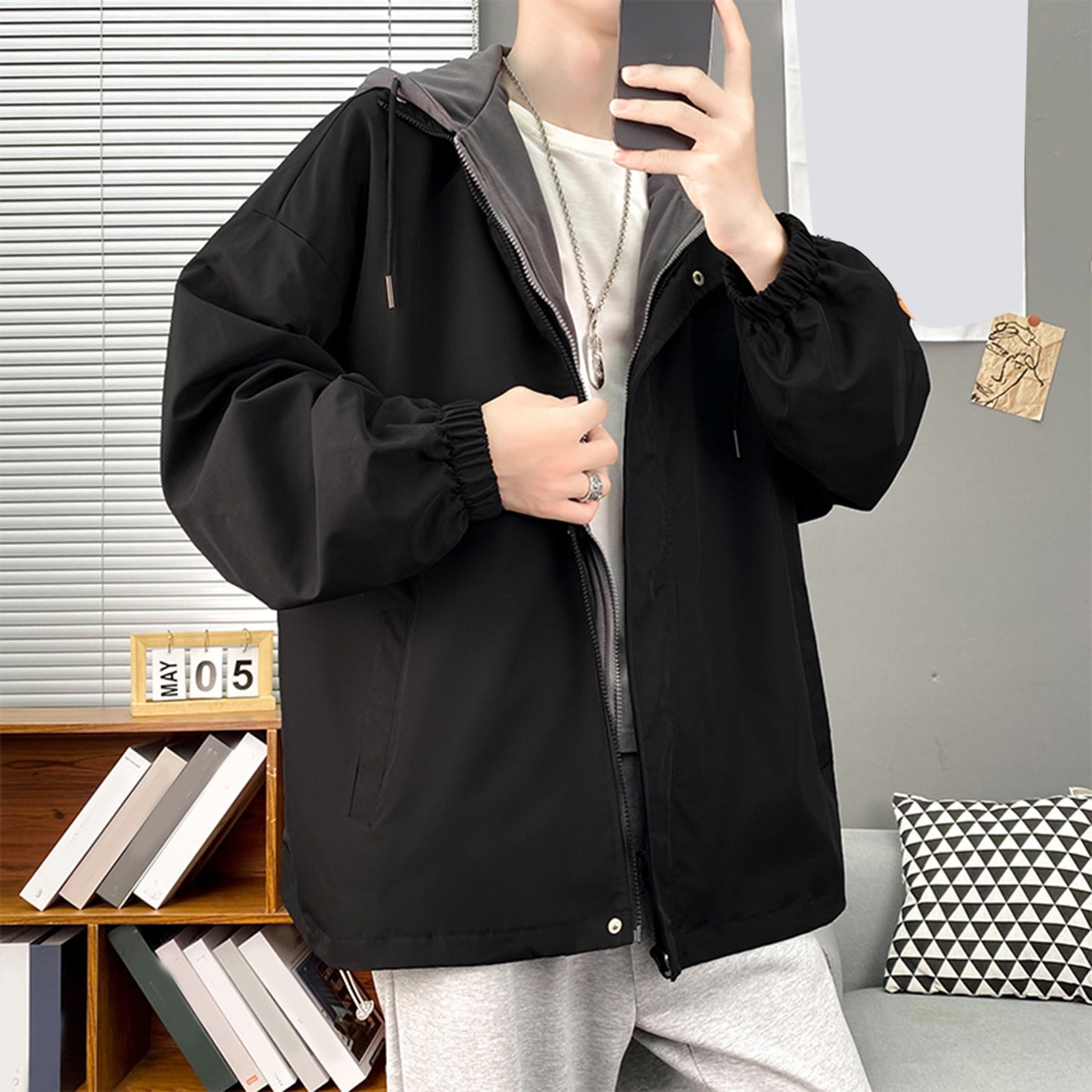 LEEy-world Jackets for Men Hoodie Men's Hooded Tactical