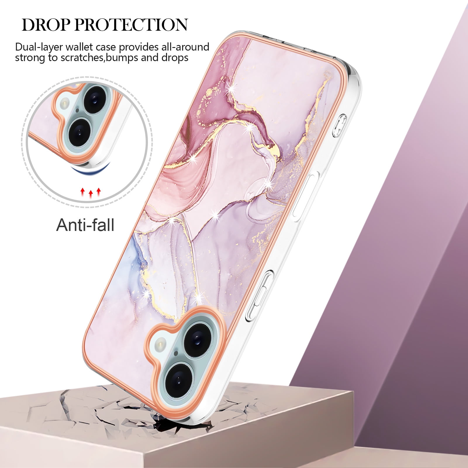 Case for iPhone 7 Marble-patterned gold-edge phone case - Stylish protection