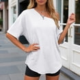 thumbnail image 4 of idosla Womens Off the Shoulder Tops Oversized T-Shirts Short Sleeve Tees Summer 2026 Casual Spring Clothes (White, 3XL), 4 of 5