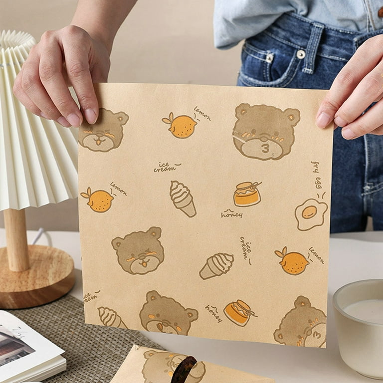 50pcs Cartoon Graphic Parchment, Cartoon Sandwich Wrapping Paper