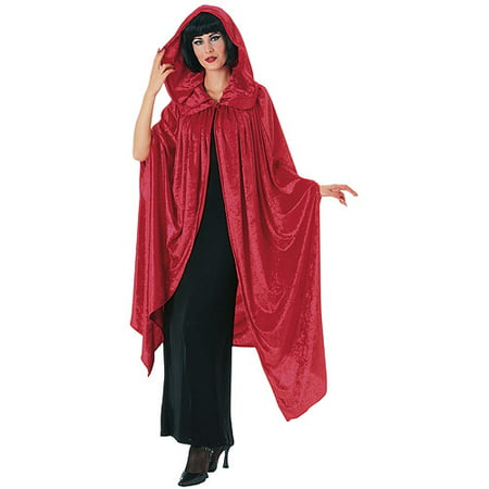 Hooded Crushed Red Velvet Cape Adult Halloween Costume