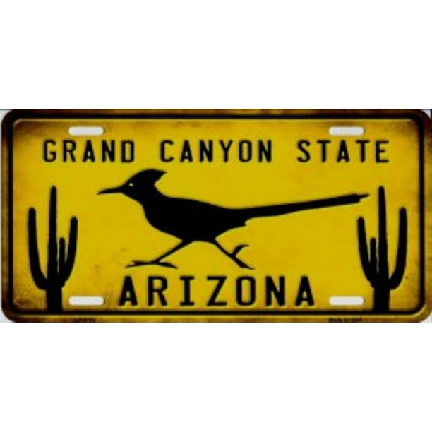 Arizona Grand Canyon State Roadrunner Metal License Plate