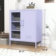 thumbnail image 5 of 33 Inch Glass And Metal Storage Cabinet Adjustable Shelves 2 Door Lockable Lockers 3 Layer Multipurpose Lockers Laundry Room Or Utility Room Cabinet Home Purple Size： 33"H X 29.5"W X 13.8"D, 5 of 8