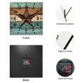 thumbnail image 2 of Teal Brown Wooden Wall Clock Silent Non Ticking, Country Texas Star Farmhouse Barn Door Wood Square Wall Clocks Battery Operated, Decor Clock for Home Office, Living Room, Kitchen, 12 Inch, 2 of 9