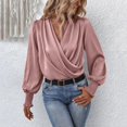 thumbnail image 6 of Pink Womens Blouses Women's Elegant Women's V Neck with Great Sleeves Temperament Worker Women's Solid Color Shirt Blouses for Women Dressy Casual, 6 of 6