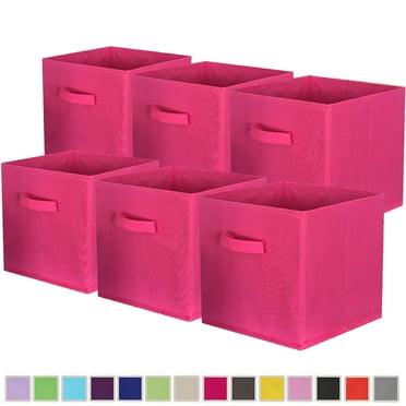 PinkSheep Collapsible Fabric Cube Storage Bins, Foldable Storage Cubes Organizer Bins Basket(10.5" x 10.5"), Hotpink, 6 Pack