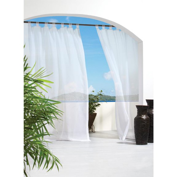 Commonwealth Outdoor Decor Escape Voile Hook and Loop Tab Curtain Panel - 54x108" - White