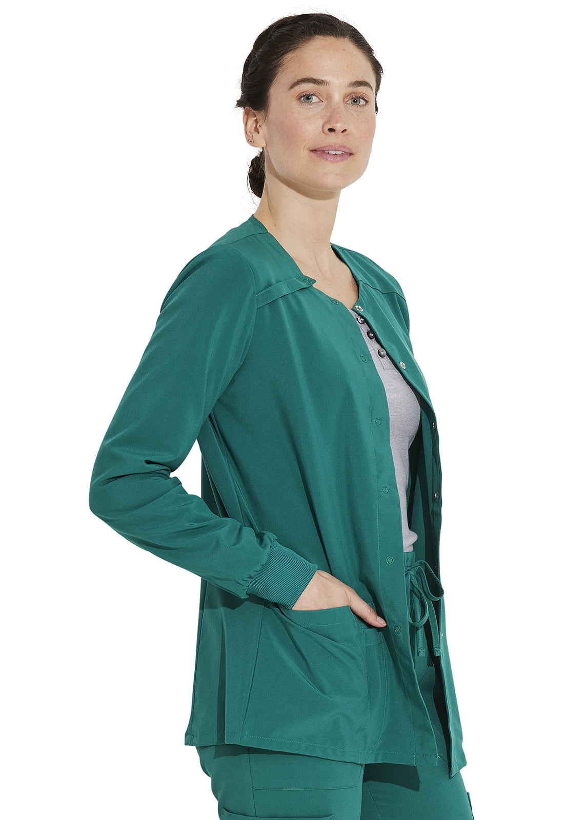 Dickies EDS Signature Medical Scrubs Warm Up Jacket for Women Snap Front Plus Size 86306