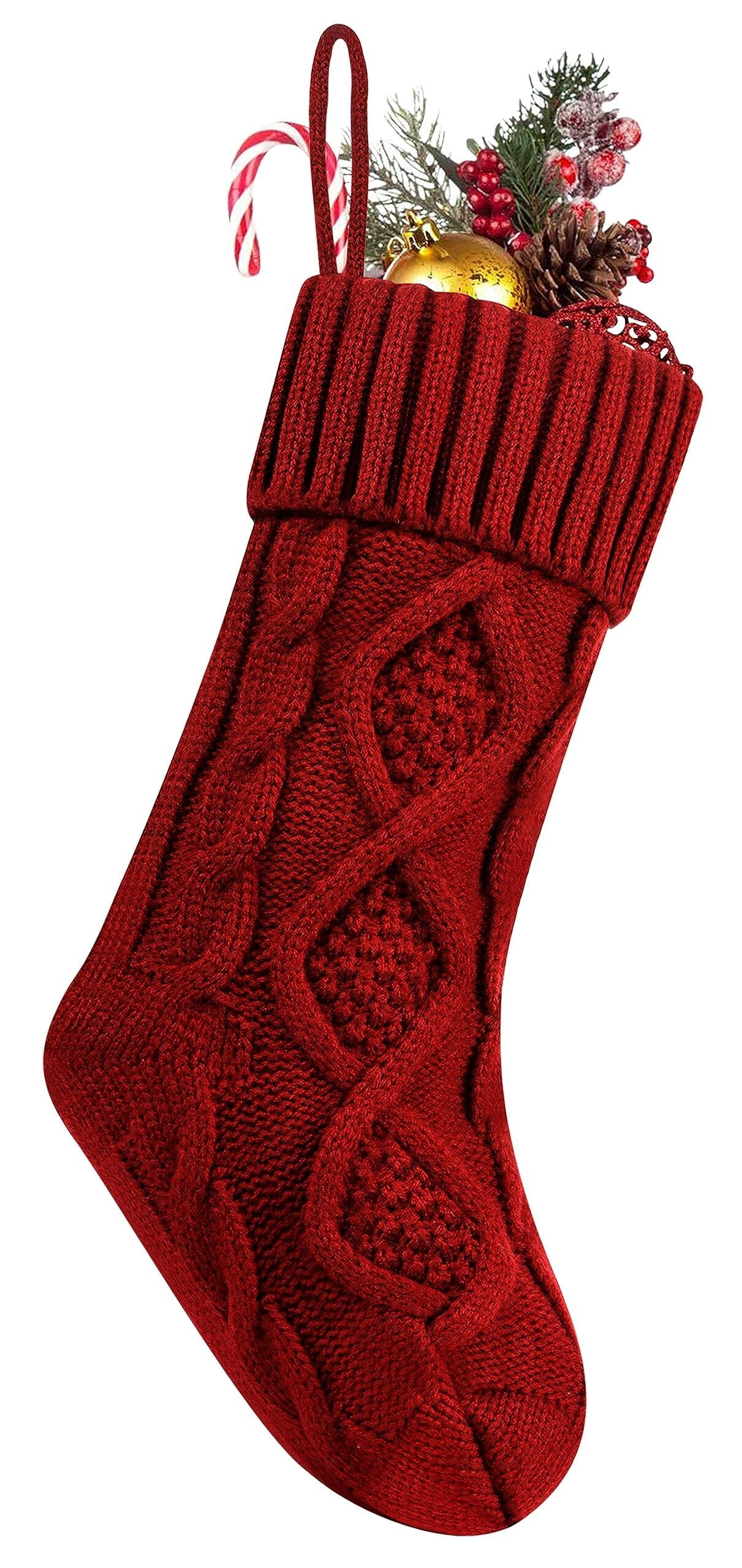 4 Pack Christmas Stockings 18 Inches Large Size Cable Knitted Stocking Gifts & Decorations for Family Holiday Xmas Party, Ivory White