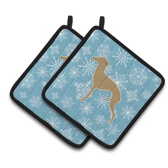 Carolines Treasures BB3514PTHD Winter Snowflake Italian Greyhound Pair of Pot Holders , 7.5HX7.5W, multicolor