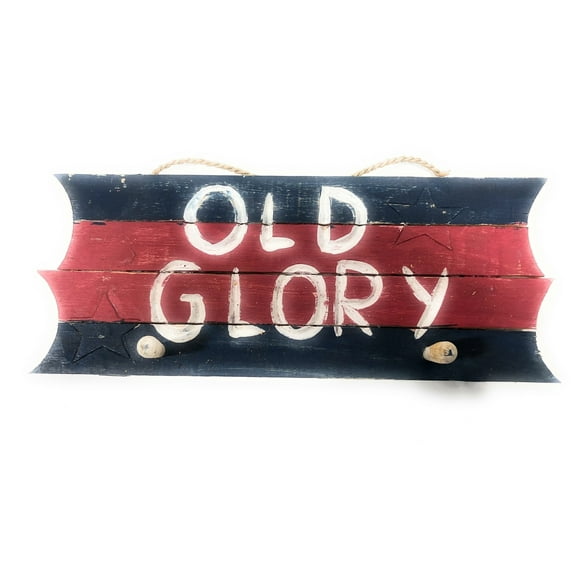 Americana Sign/Hanger "Old Glory" on Planks 16" - 2 Pegs | #dpt530840