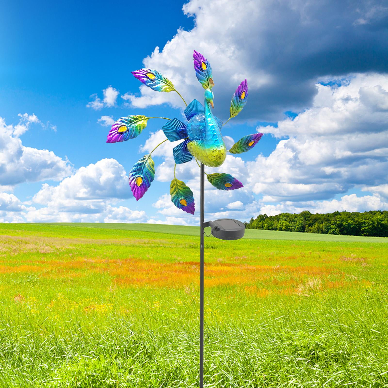 Solar Wind Metal Garden Stake Outdoor Decorative Wind Sculpture for Yard Pathway Lawn Patio Porch Plants Decor