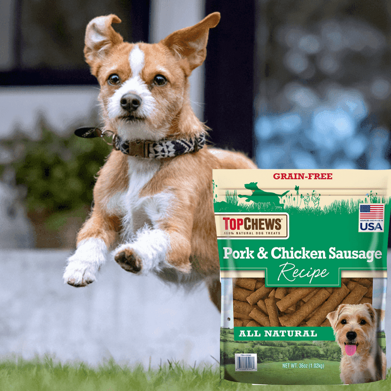 Top chews pork and chicken sausage dog clearance treats