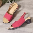 thumbnail image 5 of Domuza Womens Summer Sandals Fashion Open Toe Buckle Strap Low Chunky Heel Shoes Ladies Elegant Work Travel Beach Sandals Red 5.5（EU-36）, 5 of 6