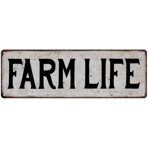 FARM LIFE Vintage Look Rustic Metal City State Sign 6 x 18 High Gloss Metal 206180041207