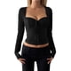 thumbnail image 2 of Top de Encaje de Larga con Cuello en V para Mujer, Estilo Y2K, Camiseta Sin Mangas, Ideal para Otoño e Invierno Negro XL, 2 of 7